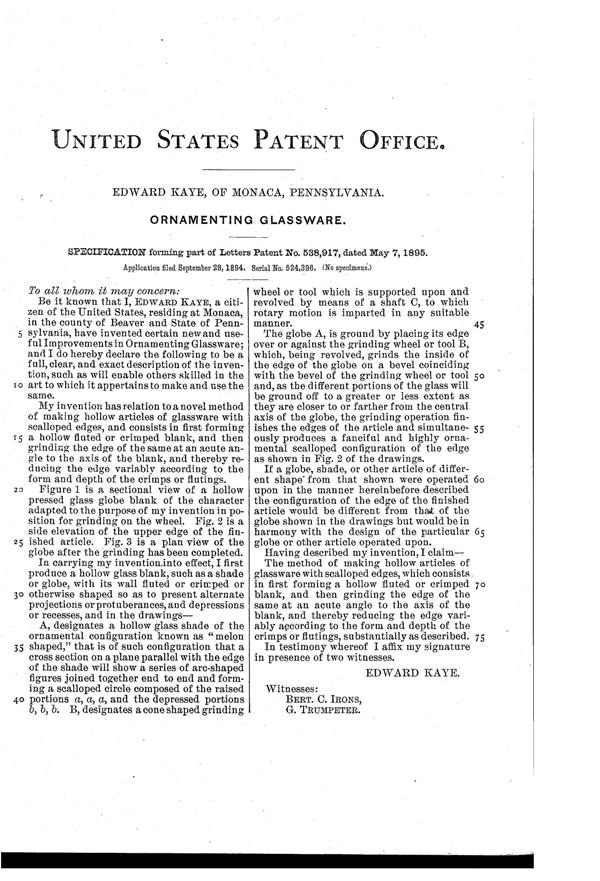 Phoenix Scalloped Edge Manufacturing Patent  538917-2