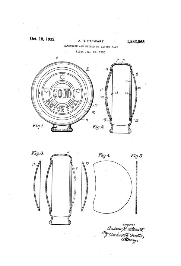 Phoenix Gasoline Pump Globe Patent 1883065-1