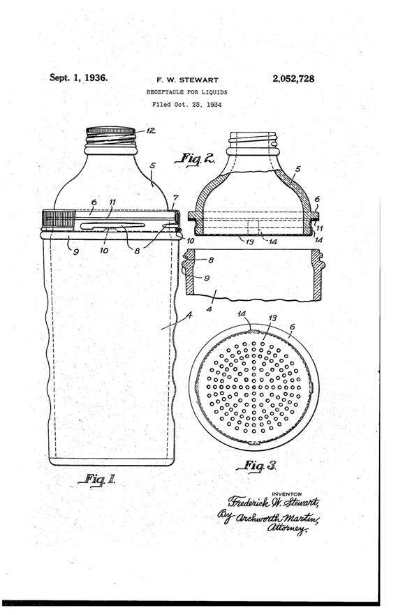Phoenix Cocktail Shaker Patent 2052728-1