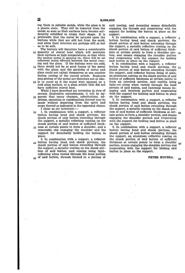 Phoenix Road Sign Reflector Button Patent 2095932-3