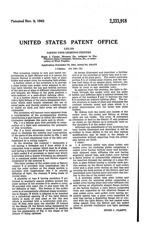 Phoenix Light Fixture Patent 2333918-2