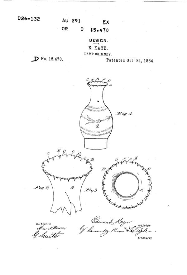 Phoenix Lamp Chimney Design Patent D 15470-1