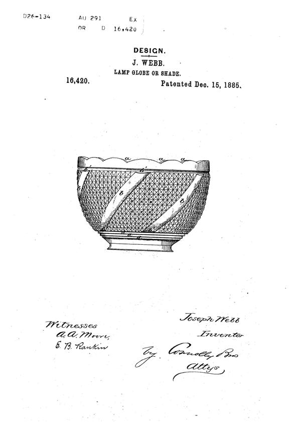 Phoenix Light Fixture Shade Design Patent D 16420-1