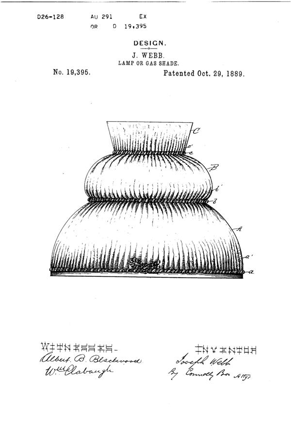 Phoenix Light Fixture Shade Design Patent D 19395-1