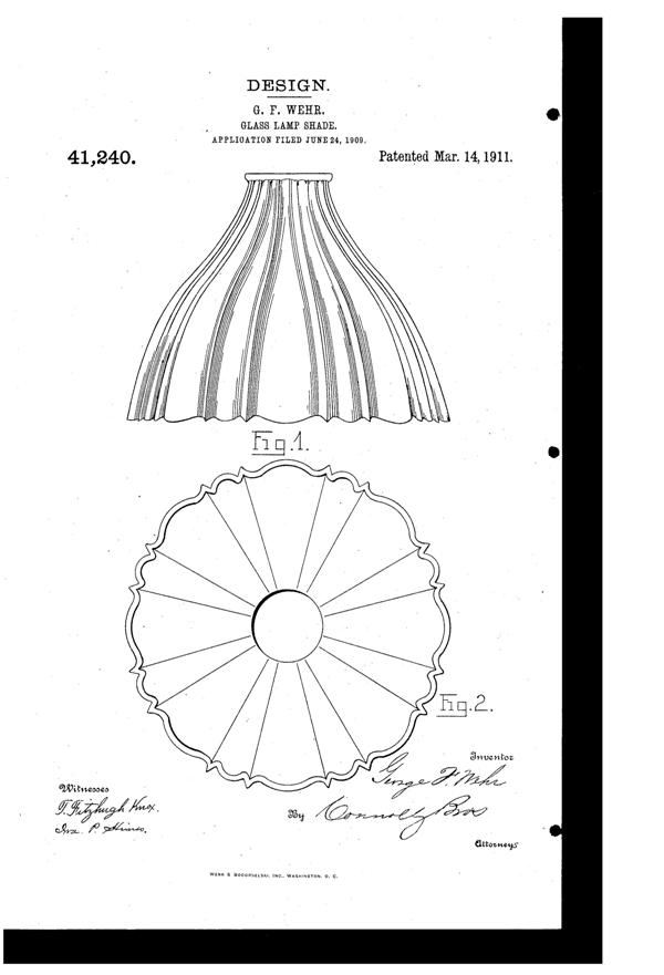 Phoenix Light Fixture Shade Design Patent D 41240-1