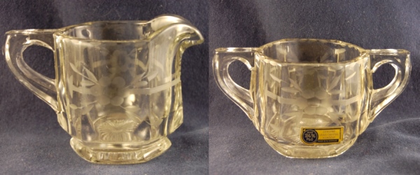 German Lead Crystal Cream & Sugar w/ Cutting