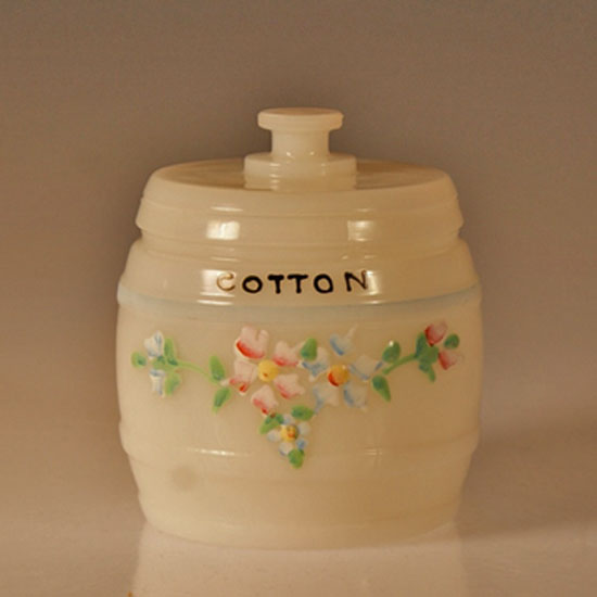 Kruger Glass Milk Glass Cotton Ball Jar