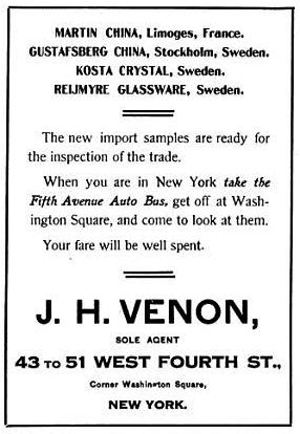 J. H. Venon Advertisement