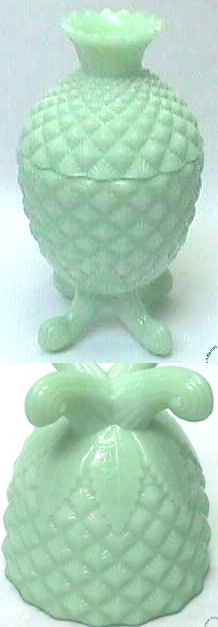Vallerysthal Green Milk Glass Candy Container