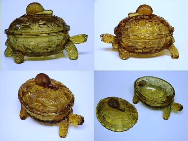 Vallerysthal #3805 Turtle Butter Box w/ Snail Finial