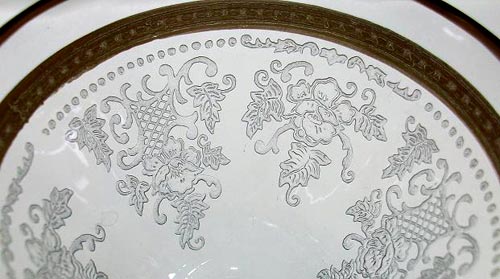 Fostoria # 272 Delphian Etch with Duchess Gold Band