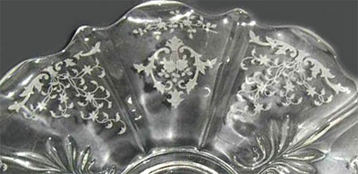 Fostoria # 327 Navarre Etch on Baroque Torte