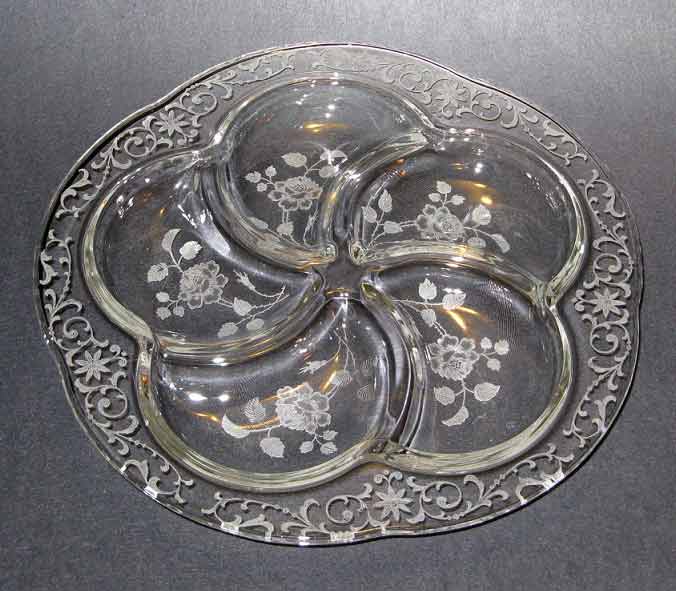 Fostoria # 316 Midnight Rose Etch on 2440 Plate