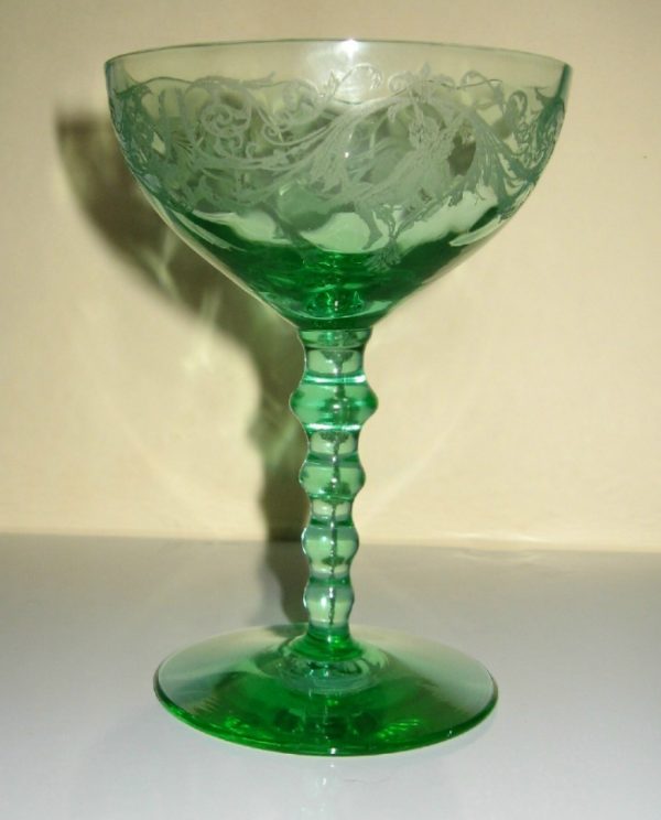 Central #1442 Saucer Champage w/ #412 Morgan Etch