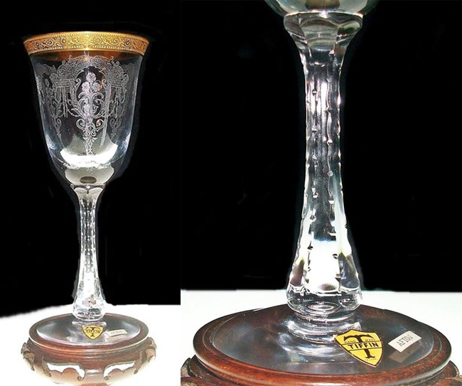 Tiffin #17724 Afton Stem w/ Gold-Encrusted Etch