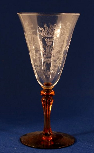 U. S. Glass #15011 Bi-Color Stem w/ Julia Etch