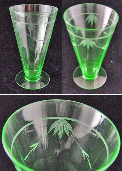 Tiffin #14188 Footed Tumbler w/ Unknown Cutting