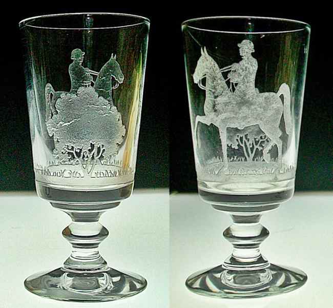 Heisey #4002 Aqua Caliente Cocktail w/ #463 Equestrian Etch