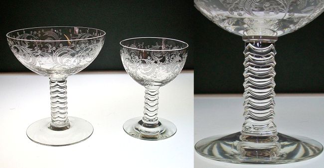 Heisey #4083 Stanhope Stemware w/ #490 Maytime Etching