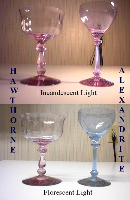 Heisey Hawthorn and Alexandrite Color Comparison