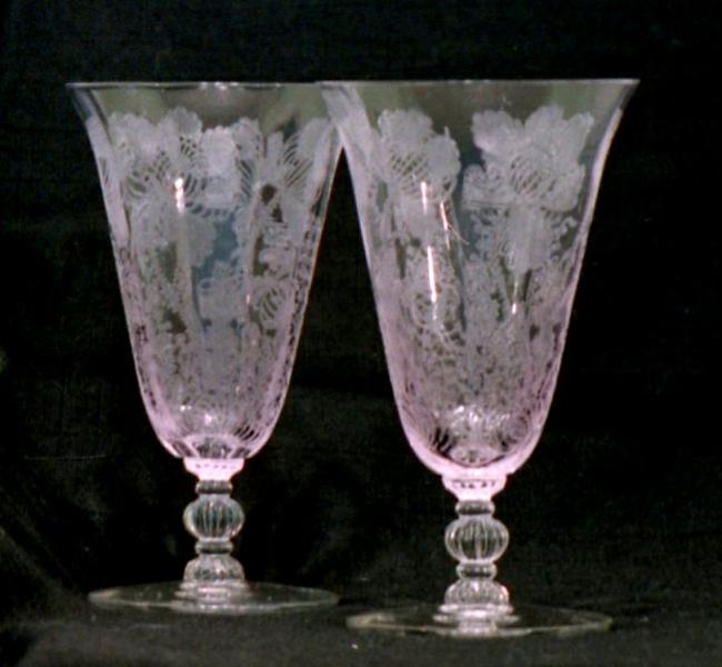 Cambridge #3035 Footed Tumbler w/ #746 Gloria Etch