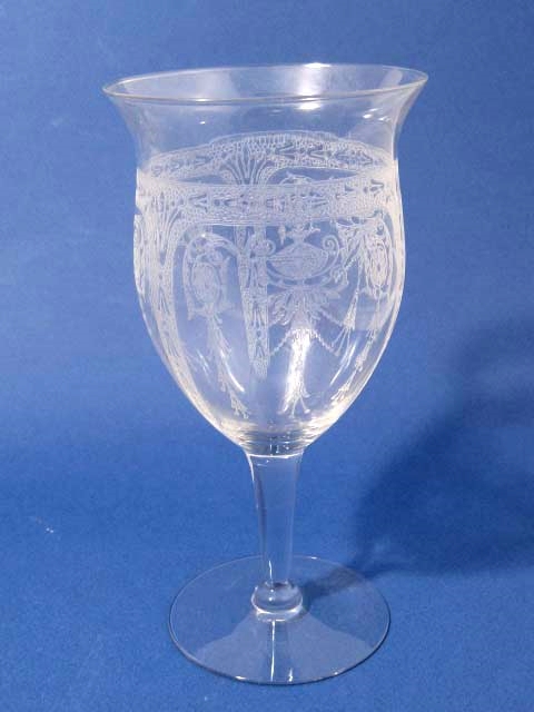 Cambridge #7390 Goblet w/ Adams Etch