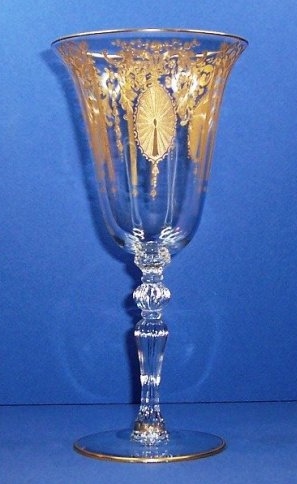 Cambridge #3111 Water Goblet w/ Candlelight Etch
