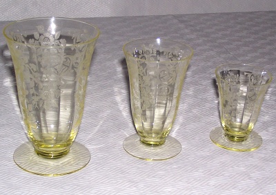 Cambridge #3130 Tumblers w/ Apple Blossom Etch