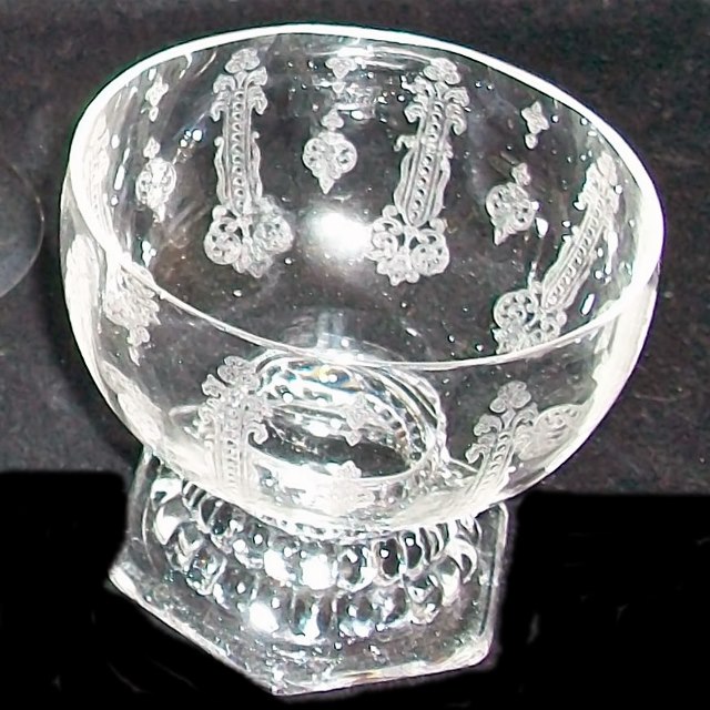 Heisey # 453 Inca Etch on # 3397 Sherbet