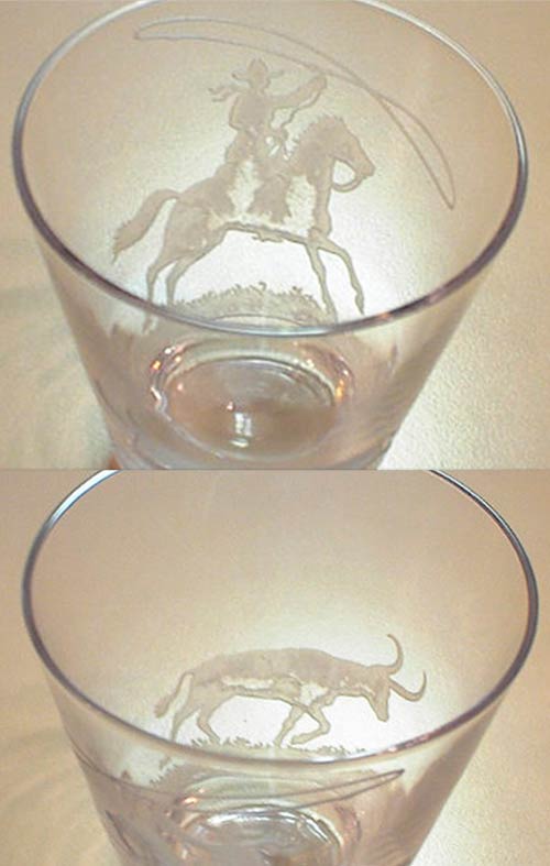 Heisey #   7 Cowboy and Steer Etch