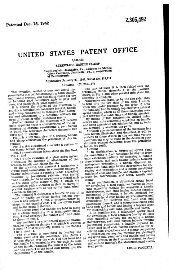 McKee Handle Assembly Patent 2305492-2
