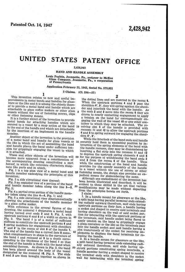 McKee Handle Assembly Patent 2428942-2