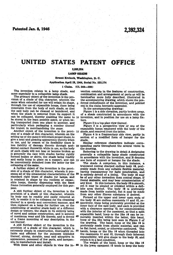 Krebeck Lamp Shade Patent 2392324-2