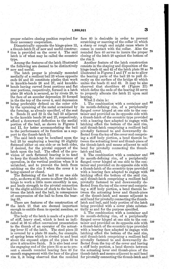 U. S. Glass Container Lid Patent 1899921-4