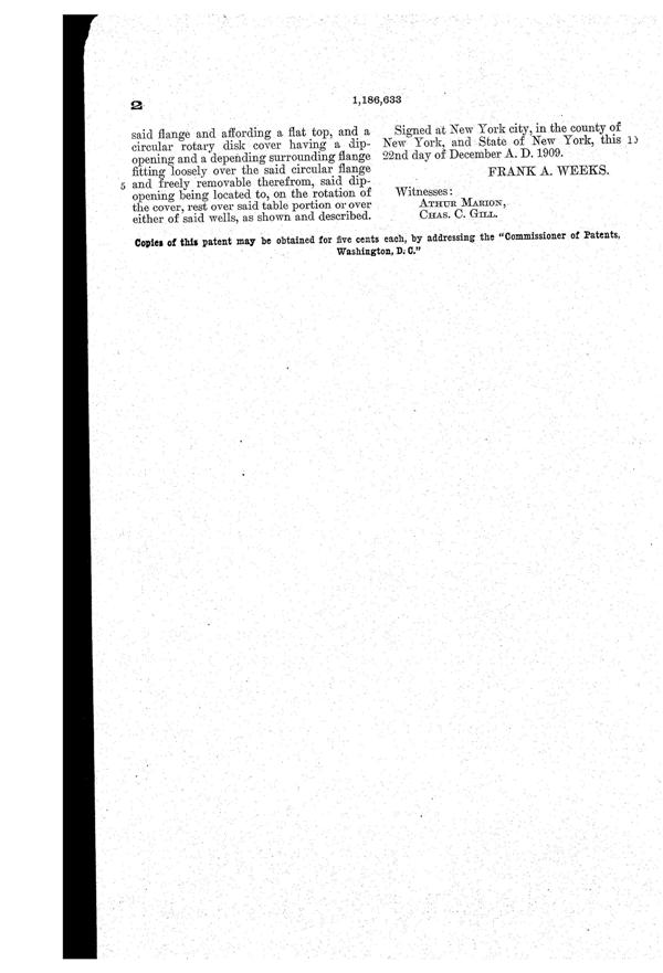 Weeks Inkstand Patent 1186633-3