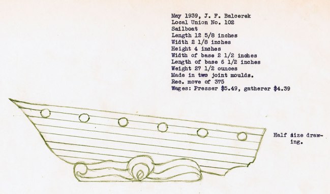L. E. Smith TV LIght Sailboat Drawing