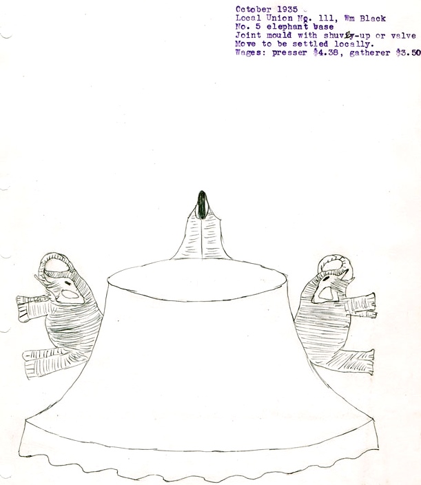 L. E. Smith Elephant Lamp Drawing