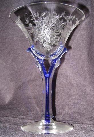 Morgantown # 7684 Yale Blue Filament, Floret Etch