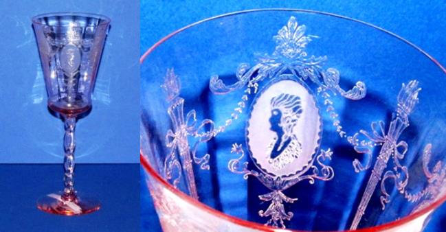 Morgantown # 7664 Queen Anne Goblet w/ Elizabeth Etch