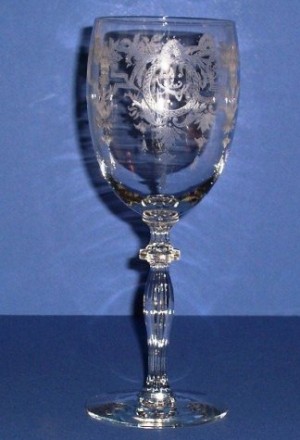 Morgantown # 7692 Churchill Goblet w/ #756 Tinkerbell Etch