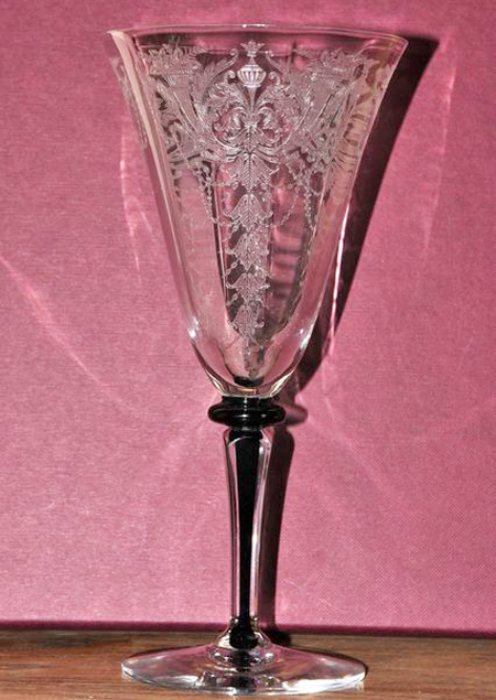 Morgantown # 7606-1/2 Athena Goblet w/ #778 Carlton Etch