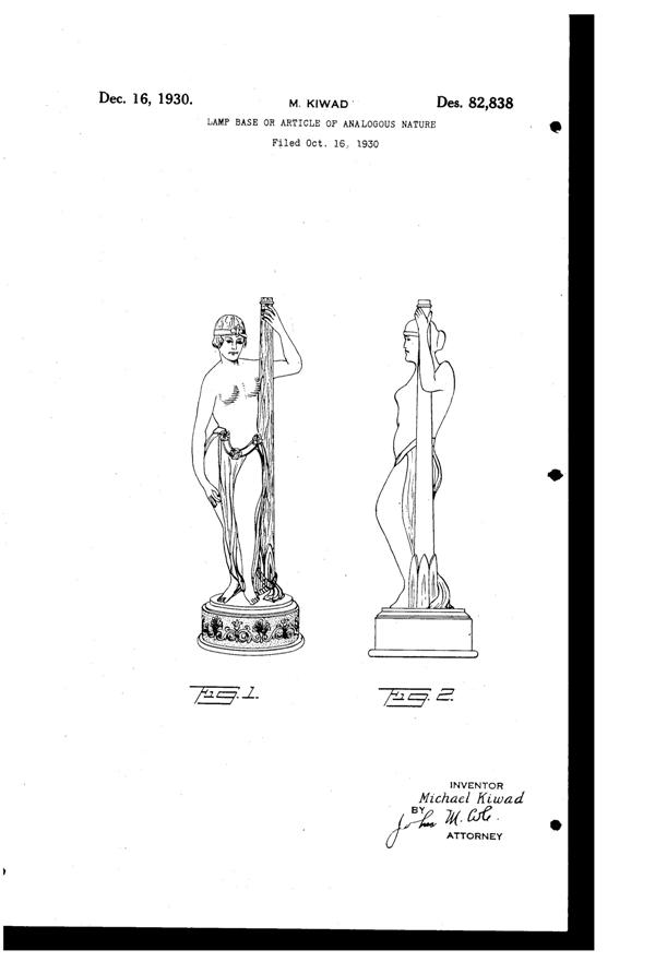 La Belle Specialty Lamp Base Design Patent D 82838-1