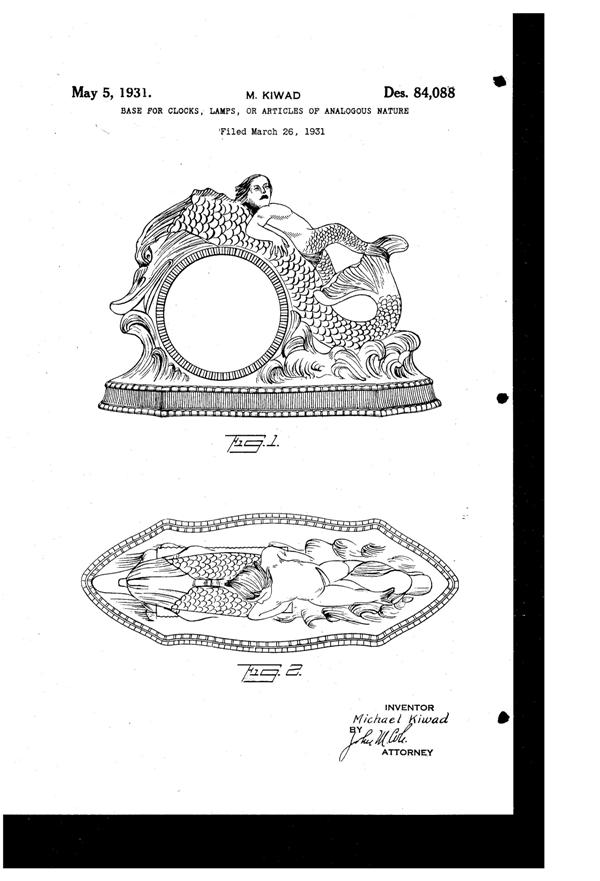 La Belle Specialty Clock or Lamp Base Design Patent D 84088-1