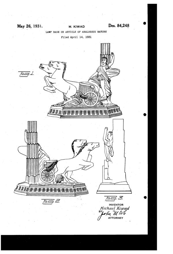 La Belle Specialty Lamp Base Design Patent D 84248-1