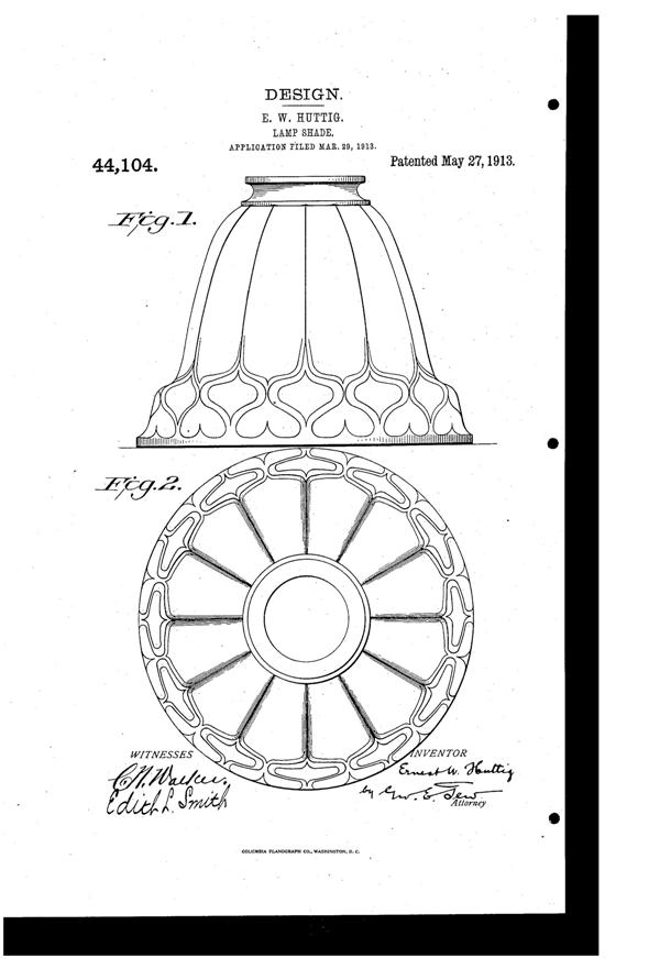 Jefferson Light Fixture Shade Design Patent D 44104-1