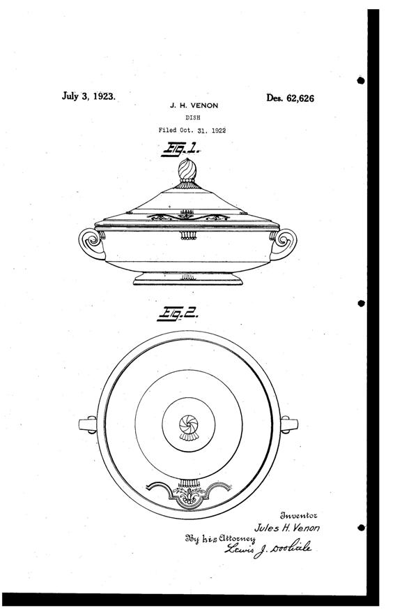 Venon Covered Casserole Design Patent D 62626-1