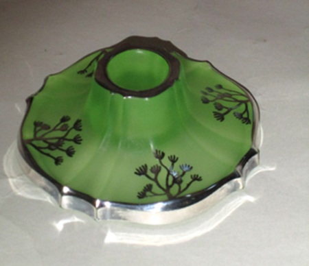 Tiffin #  310 Low Candlestick w/ Rockwell Silver Decoration