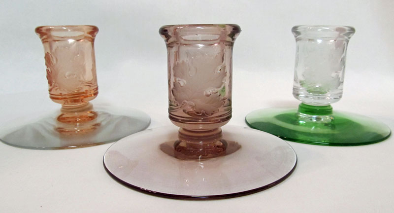 Heisey # 116 Oak Leaf Candlesticks