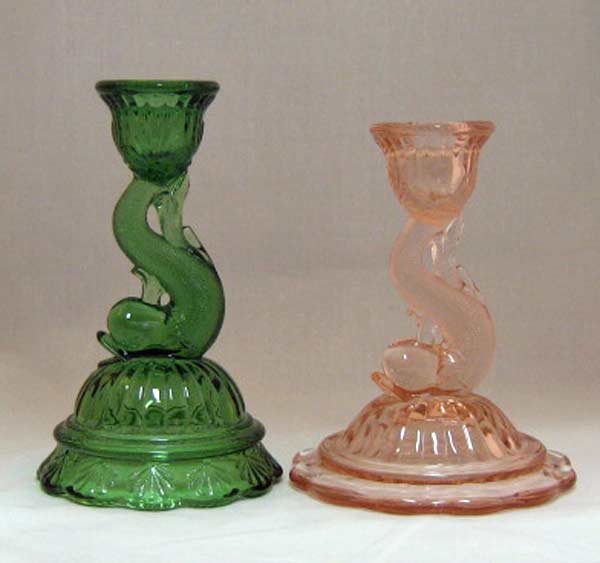 Heisey # 109 Petticoat Dolphin Candlestick