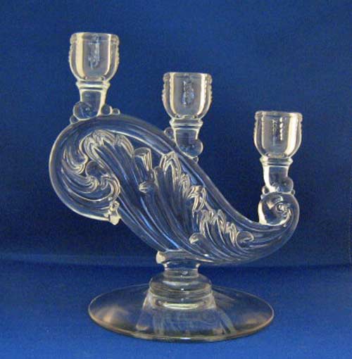 Heisey #1416 Plume 3-light Candleholder